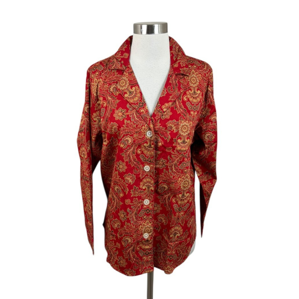 Ralph Lauren NEW Red Paisley Cotton Button Pajama Top Size Large Preppy